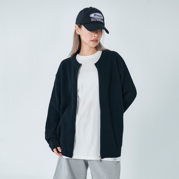 TWO-WAY KNIT ZIP-UP