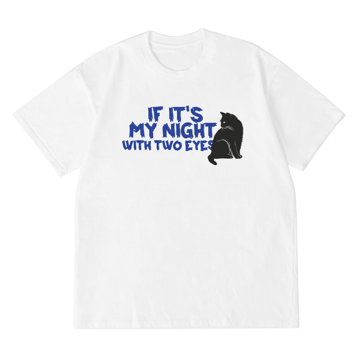 BLUE LETTER CAT T-SHIRT