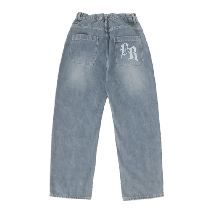 LOGO WASHING WIDE DENIM PANTS