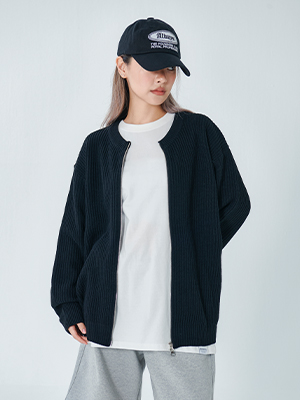 TWO-WAY KNIT ZIP-UP